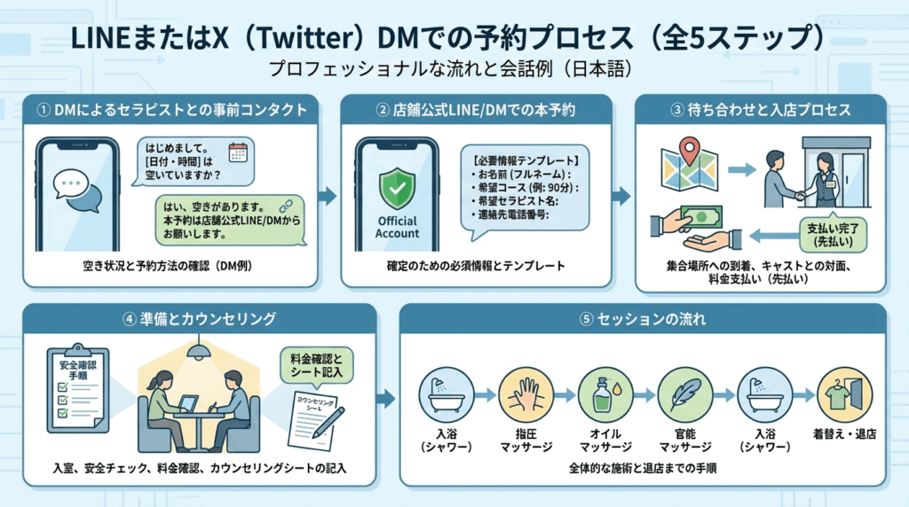 「LINE」や「X (Twitter) DM」での予約の流れ