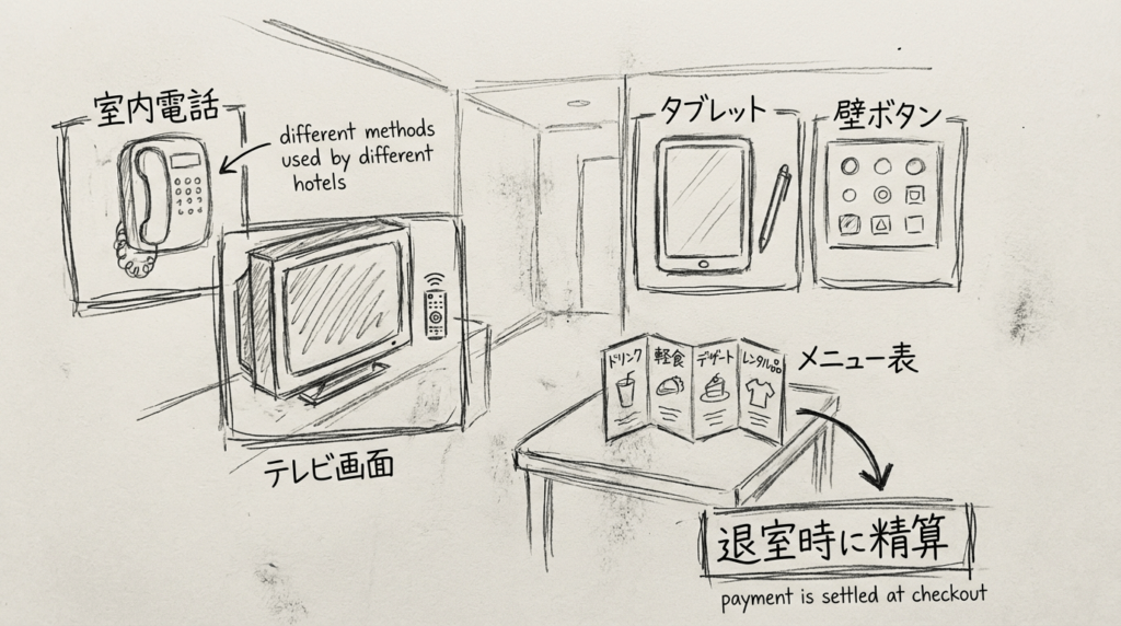 ルームサービスやドリンク注文の方法