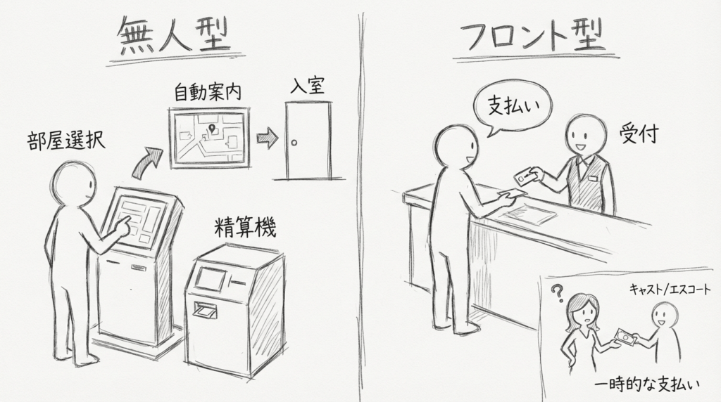 チェックイン方法（フロント／無人）